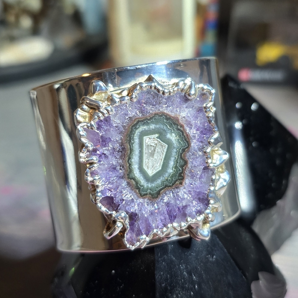 Silver Amethyst Cuff Bracelet